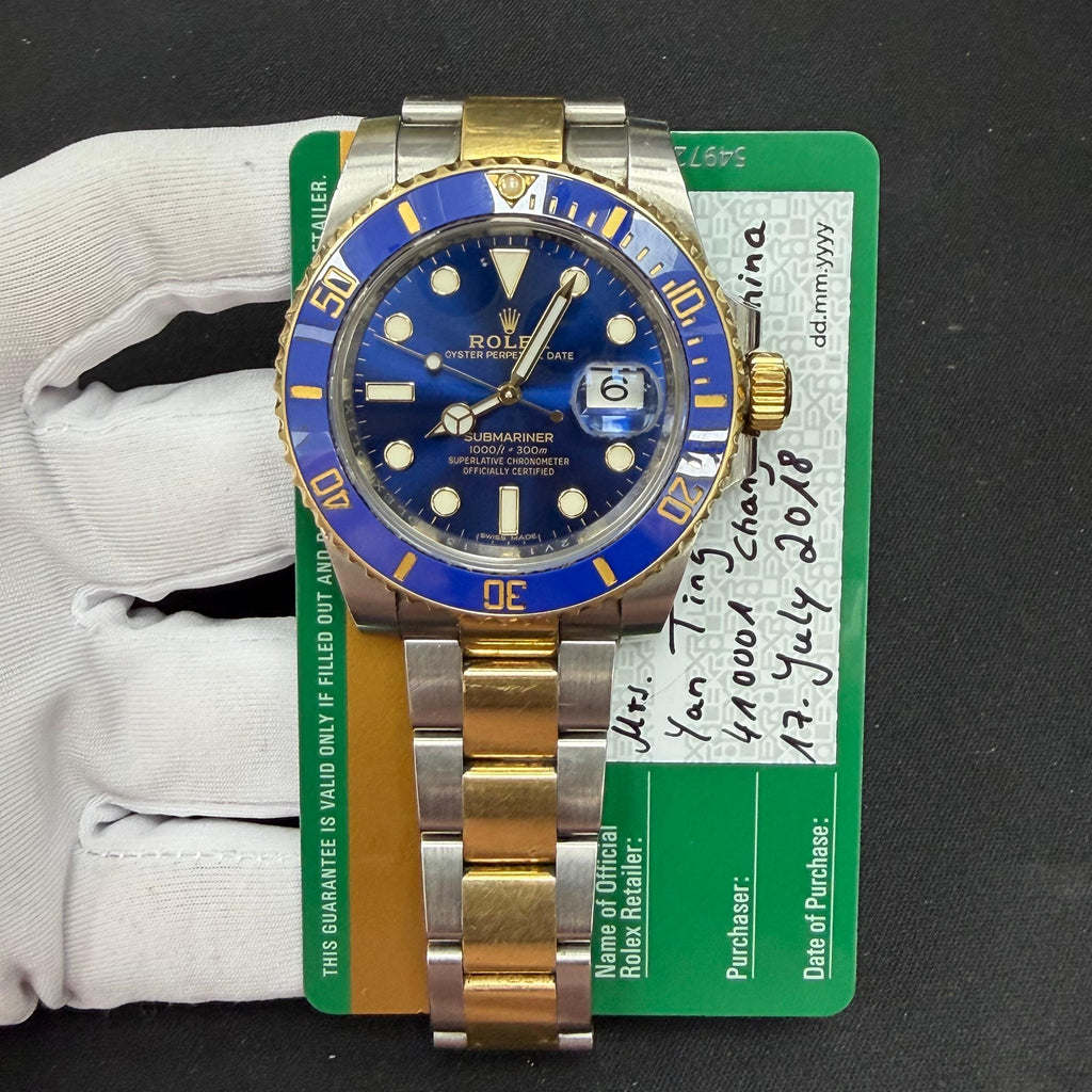 Rolex Submariner Date 40mm Two-Tone 18K Yellow Gold & Steel Blue Dial Ref. 116613LB