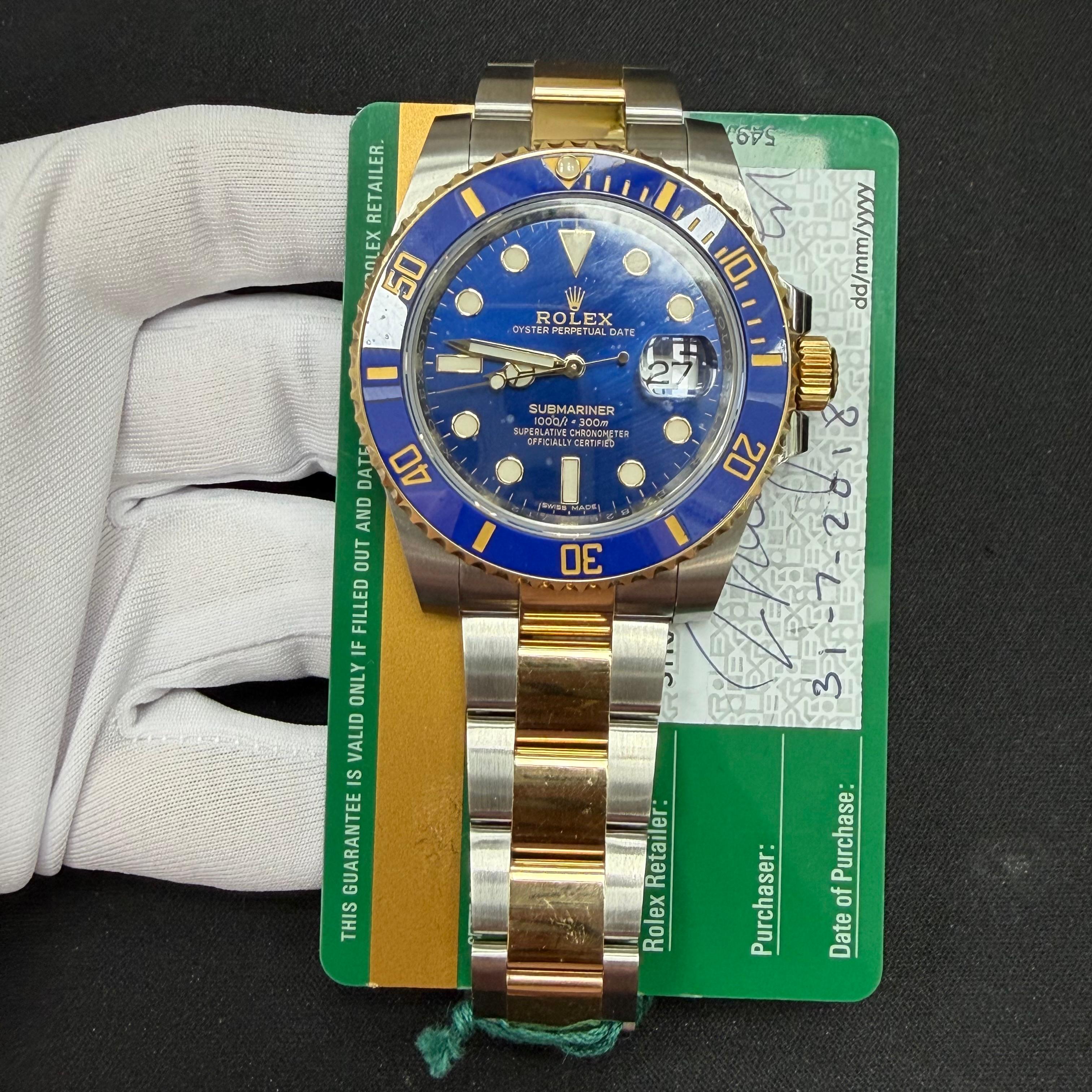 Rolex Submariner Date 40mm Two-Tone 18K Yellow Gold & Steel Blue Dial Ref. 116613LB