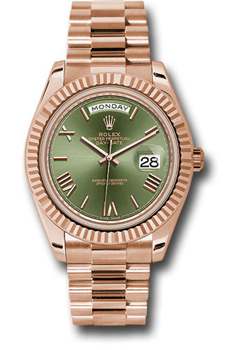 Rolex Day-Date 40mm 18K Rose Gold Olive Roman Dial Ref. 228235