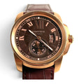 Cartier Calibre 42mm 18K Rose Gold Chocolate Roman Dial Ref. W7100007