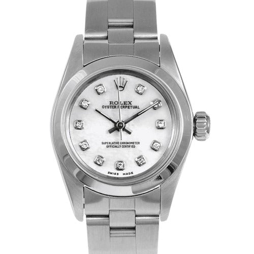 Rolex Oyster Perpetual 26mm Stainless Steel MOP Diamond Dial Ref. 76094