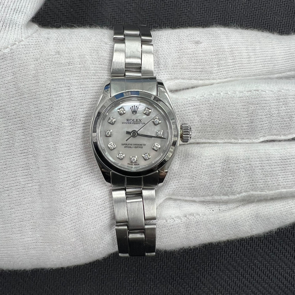 Rolex Oyster Perpetual 26mm Stainless Steel MOP Diamond Dial Ref. 76094