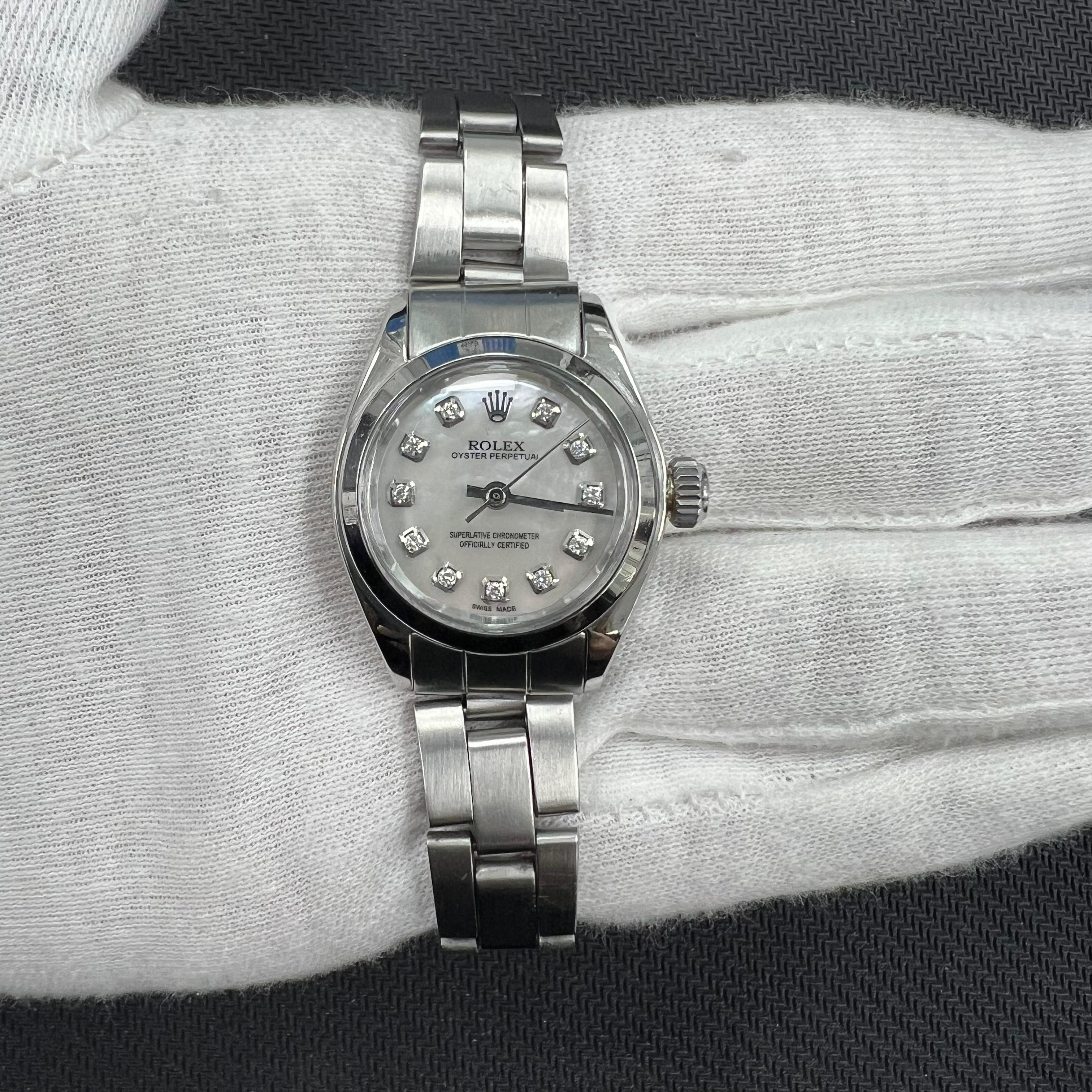 Rolex Oyster Perpetual 26mm Stainless Steel MOP Diamond Dial Ref. 76094