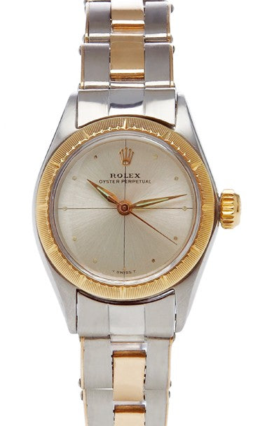 Rolex Oyster Perpetual 26mm Two-Tone 18K Yellow Gold & Steel Grey Dial Ref. 14233