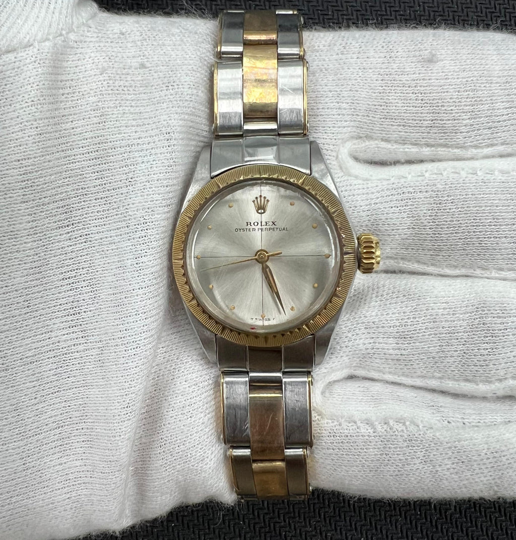 Rolex Oyster Perpetual 26mm Two-Tone 18K Yellow Gold & Steel Grey Dial Ref. 14233