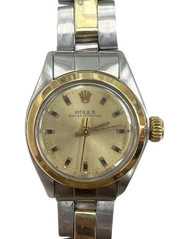 Rolex Oyster Perpetual 26mm Two-Tone 18K Yellow Gold & Steel Champagne Dial Ref. 15203