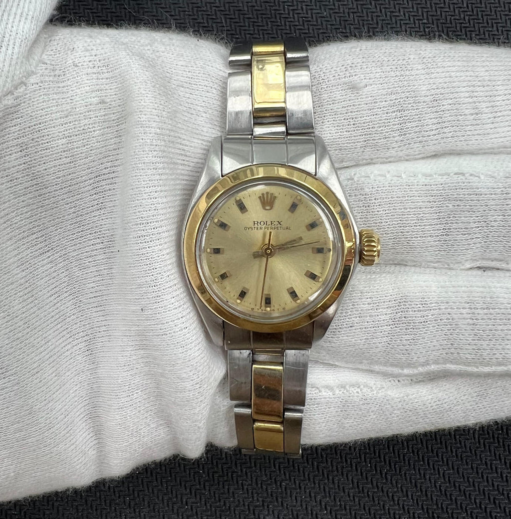 Rolex Oyster Perpetual 26mm Two-Tone 18K Yellow Gold & Steel Champagne Dial Ref. 15203