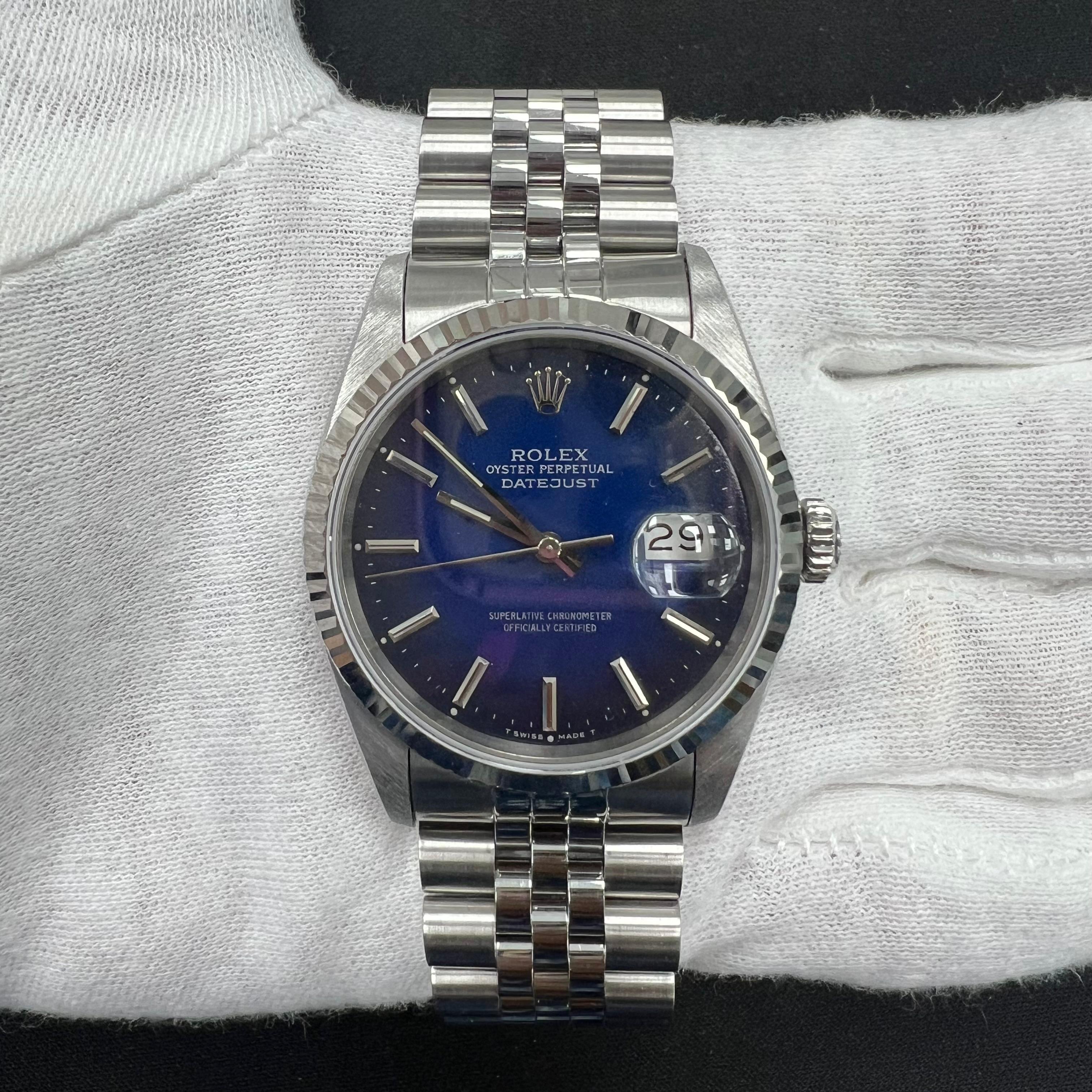 Rolex Datejust 36mm Stainless Steel Blue Ombré Dial Ref. 16234