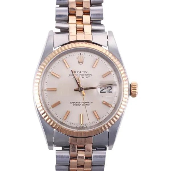 Rolex Datejust 38mm Two-Tone 18K Rose Gold & Steel Silver Dial Ref. 1601