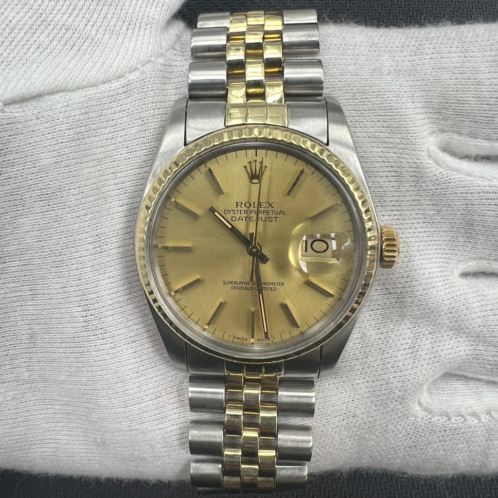 Rolex Datejust 36mm Two-Tone 18K Yellow Gold & Steel Champagne Dial Ref. 16013