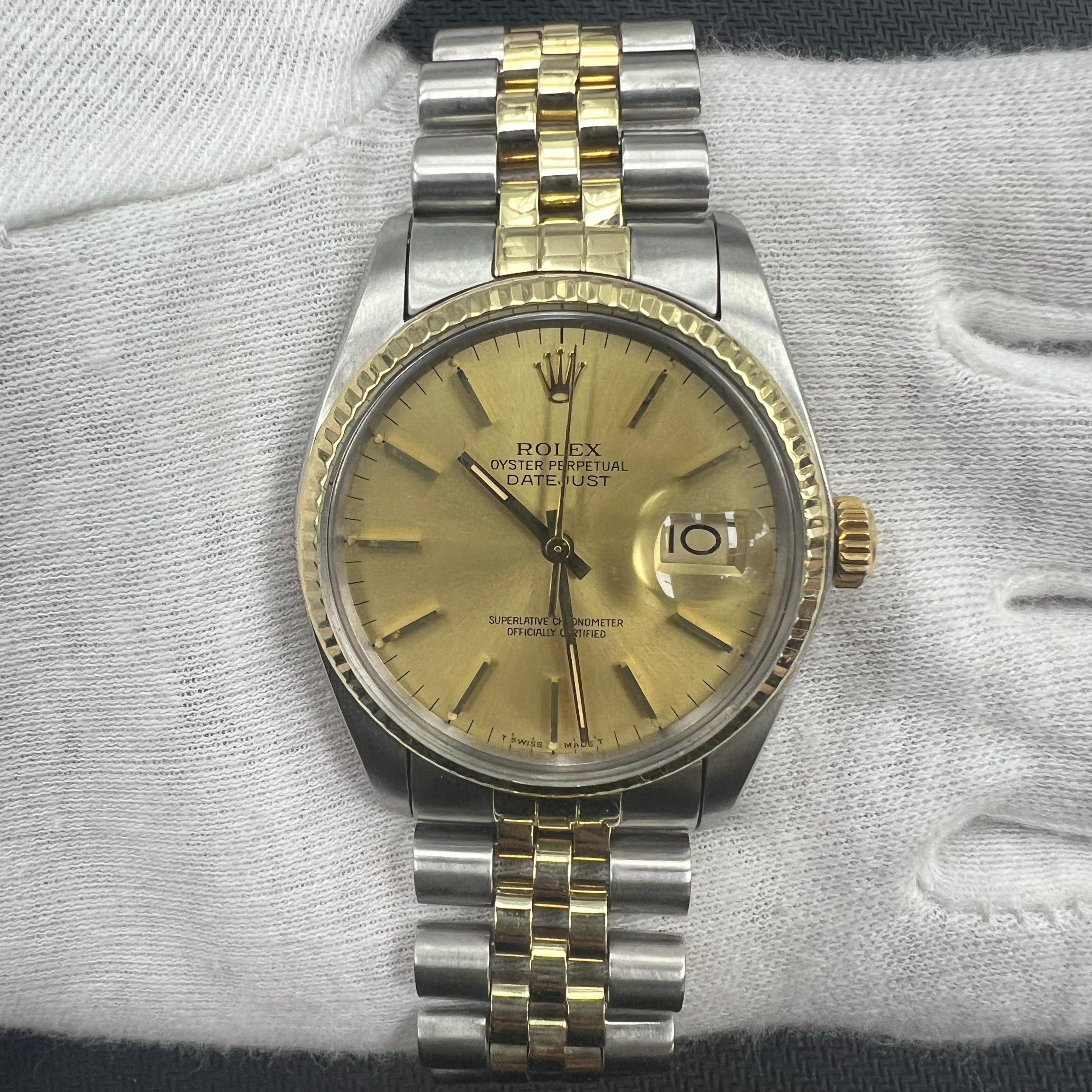 Rolex Datejust 36mm Two-Tone 18K Yellow Gold & Steel Champagne Dial Ref. 16013