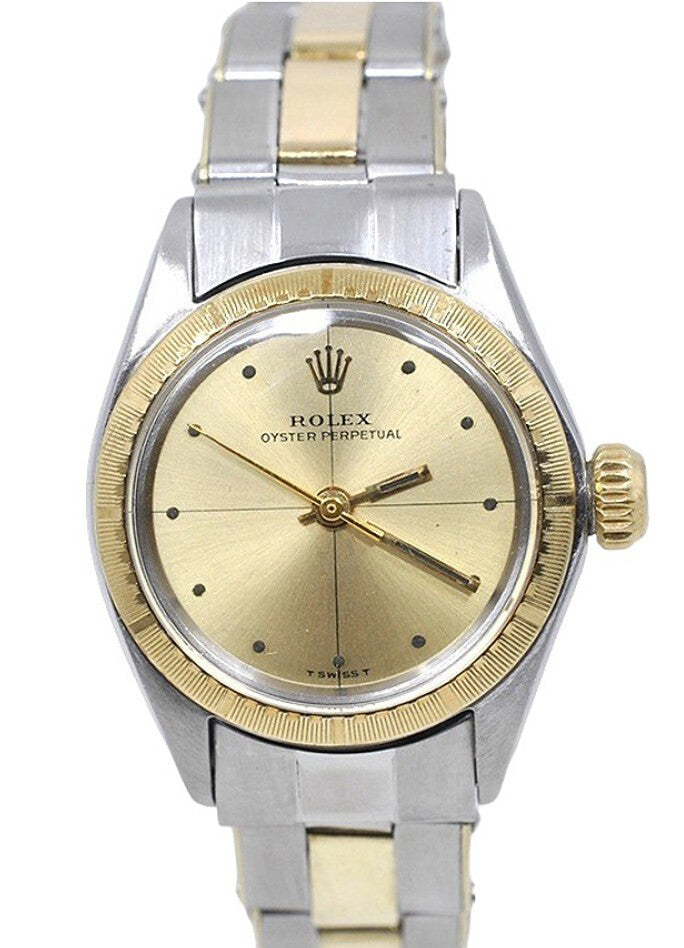 Rolex Oyster Perpetual 26mm Two-Tone 18K Yellow Gold & Steel Champagne Dial Ref. 67193
