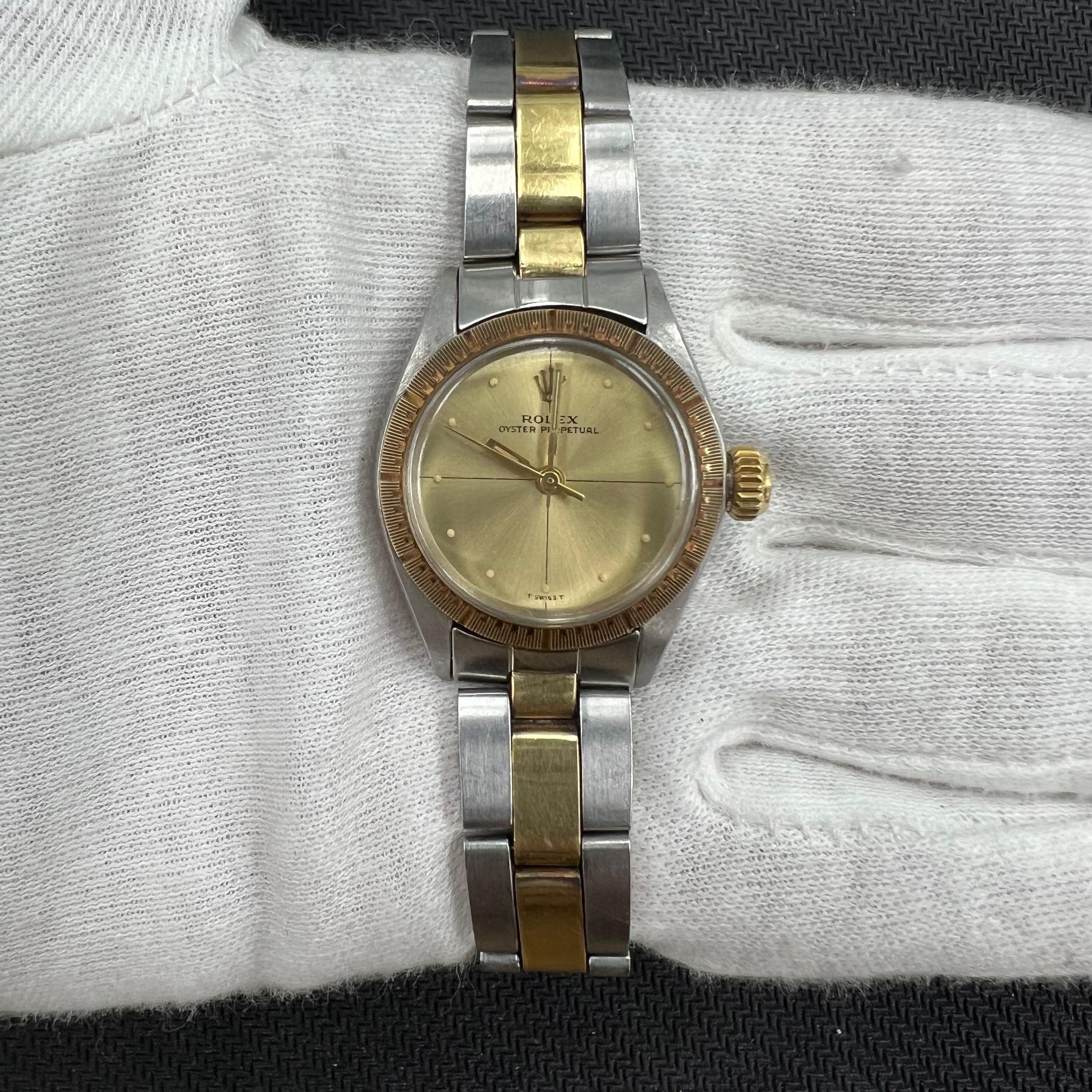 Rolex Oyster Perpetual 26mm Two-Tone 18K Yellow Gold & Steel Champagne Dial Ref. 67193