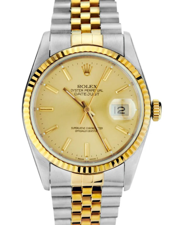 Rolex Datejust 36mm Two-Tone 18K Yellow Gold & Steel Champagne Dial Ref. 16013