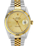 Rolex Datejust 36mm Two-Tone 18K Yellow Gold & Steel Champagne Dial Ref. 16013