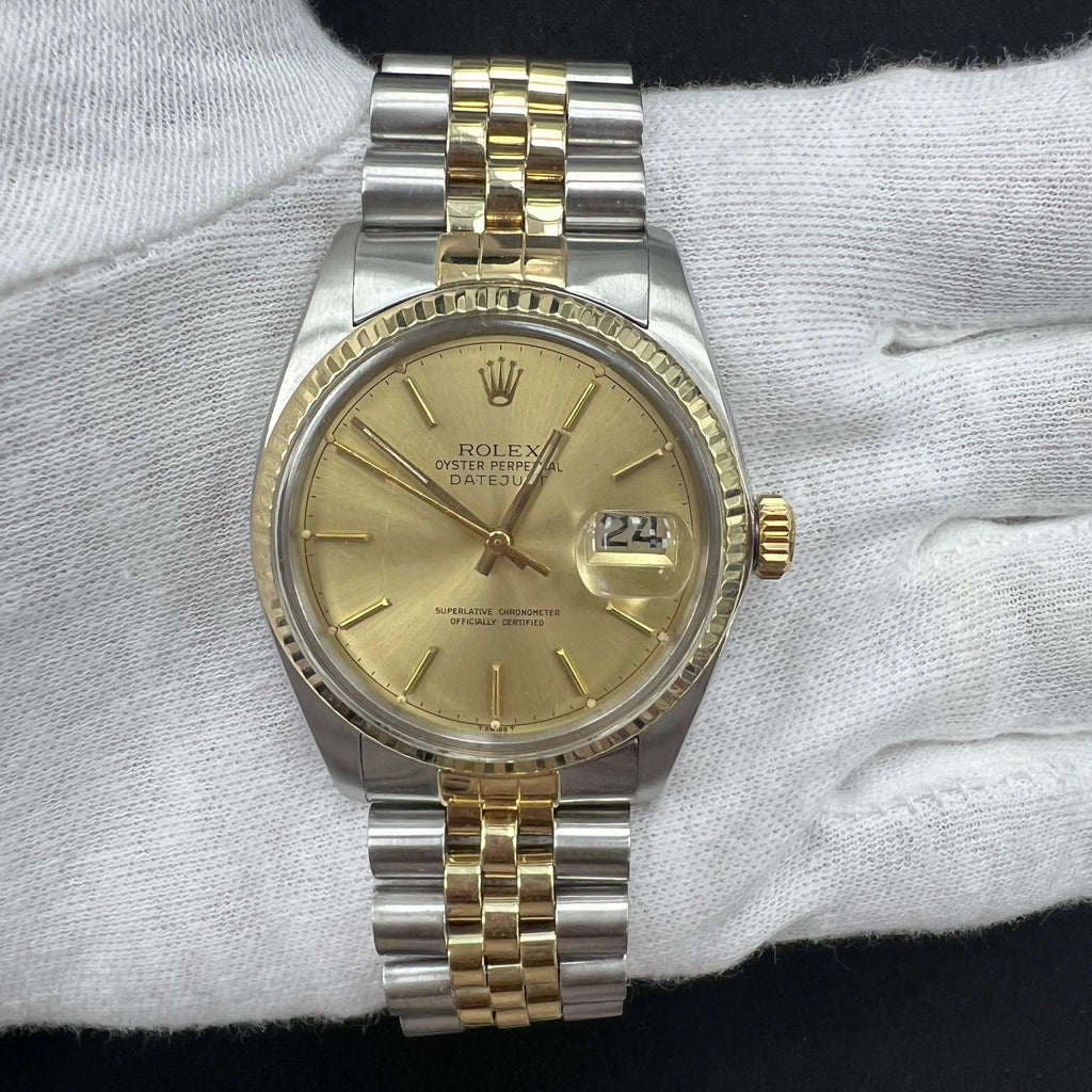Rolex Datejust 36mm Two-Tone 18K Yellow Gold & Steel Champagne Dial Ref. 16013