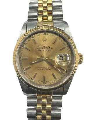 Rolex Datejust 36mm Two-Tone 18K Yellow Gold & Steel Champagne Dial Ref. 16233