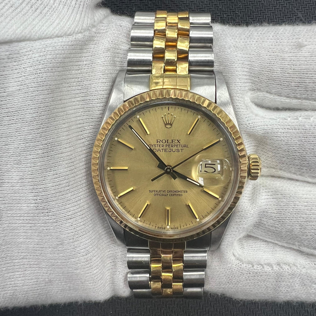 Rolex Datejust 36mm Two-Tone 18K Yellow Gold & Steel Champagne Dial Ref. 16013