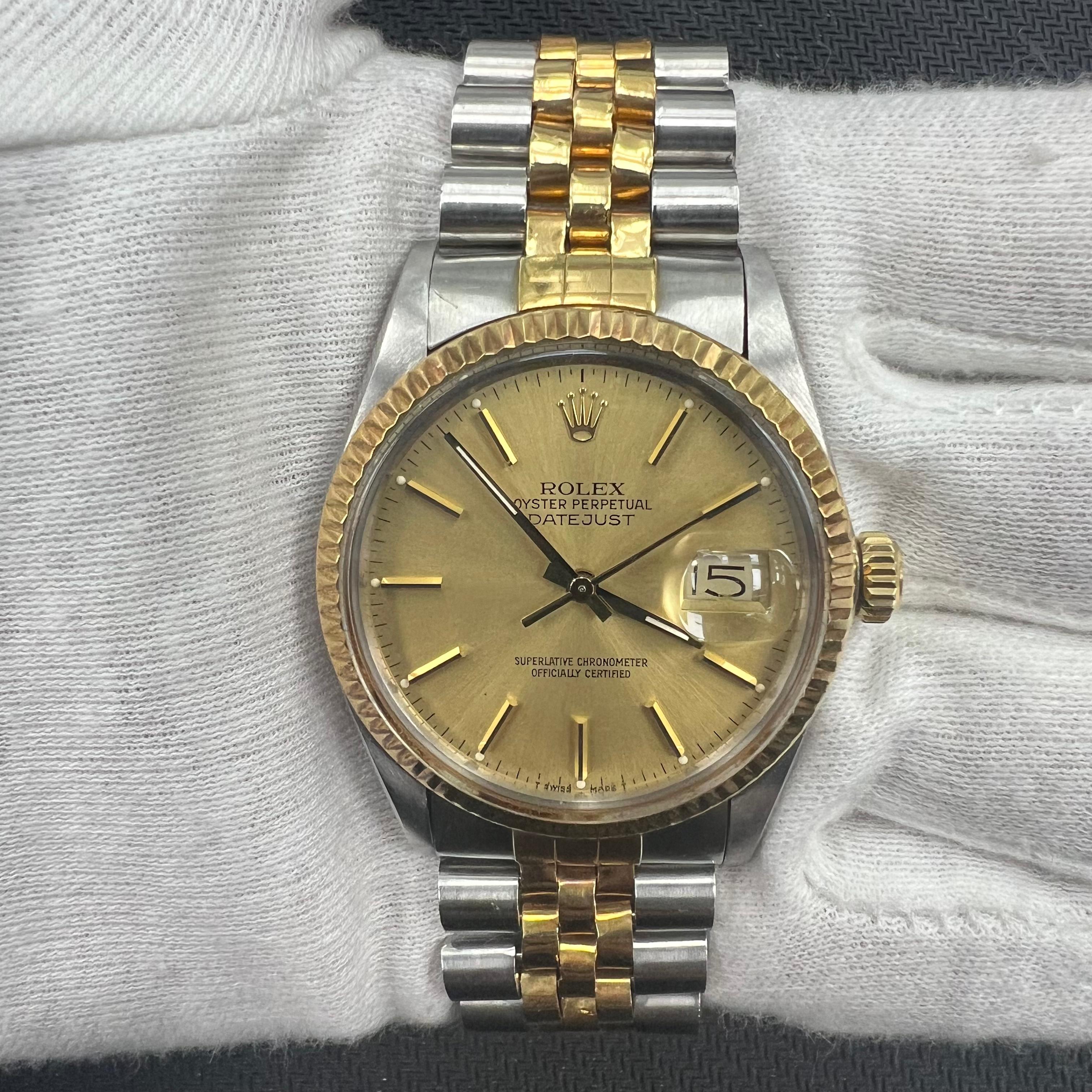 Rolex Datejust 36mm Two-Tone 18K Yellow Gold & Steel Champagne Dial Ref. 16013