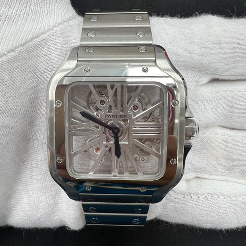 Cartier Santos 39.8mm Stainless Steel Skeleton Dial Ref. WHSA0027