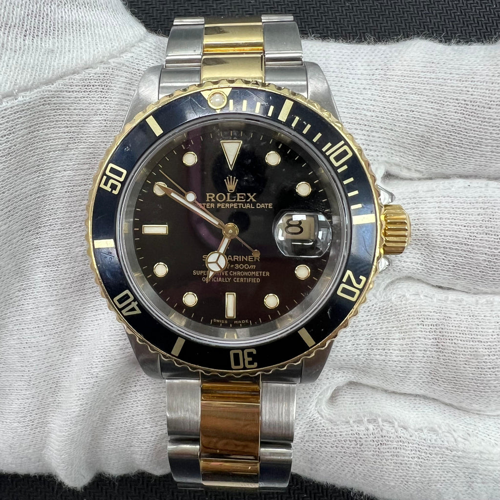 Rolex Submariner Date 40mm Two-Tone 18K Yellow Gold & Steel Black Dial Ref. 16613