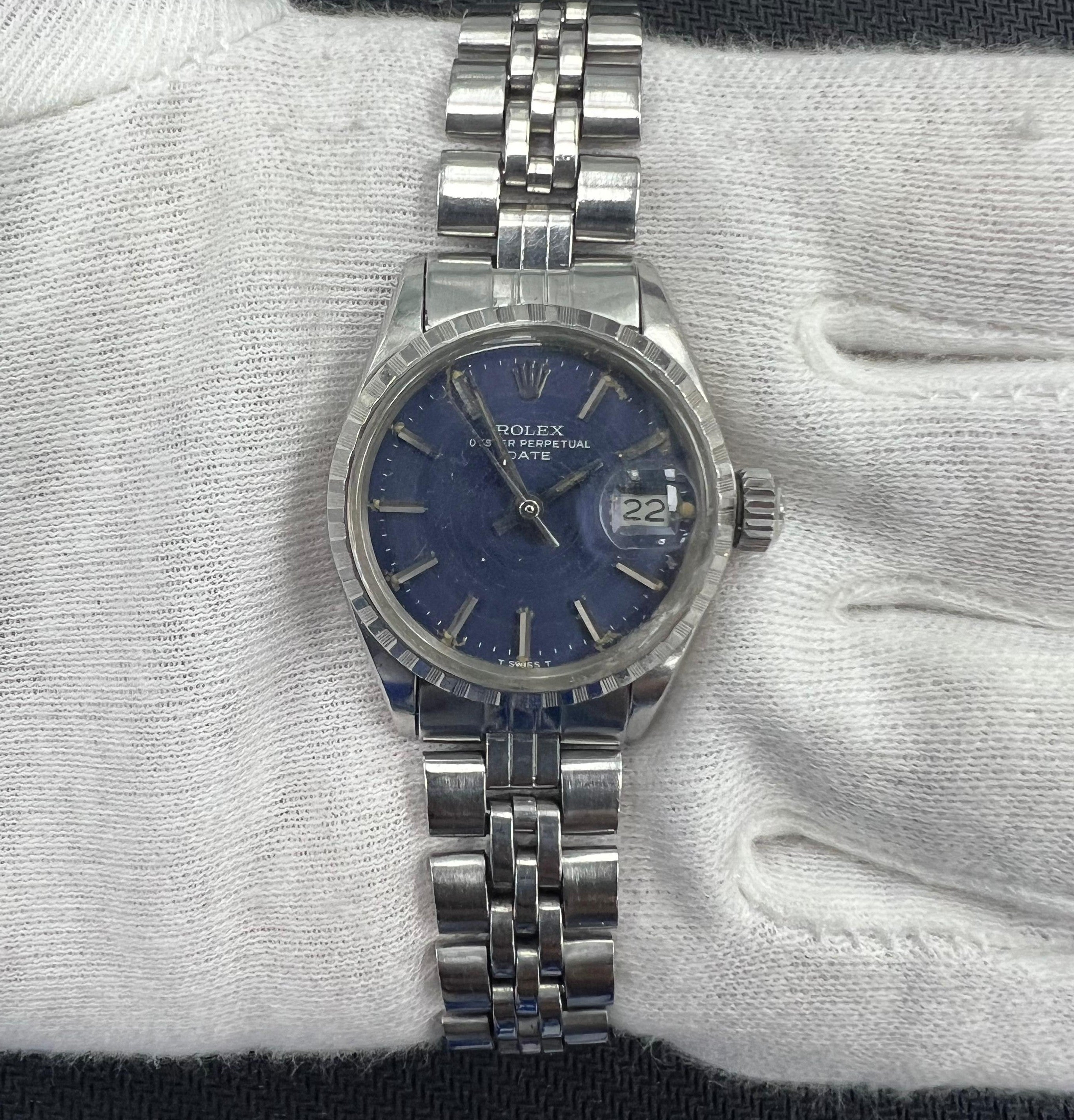 Rolex Oyster Perpetual Date 26mm Stainless Steel Blue Dial Ref. 6524BL
