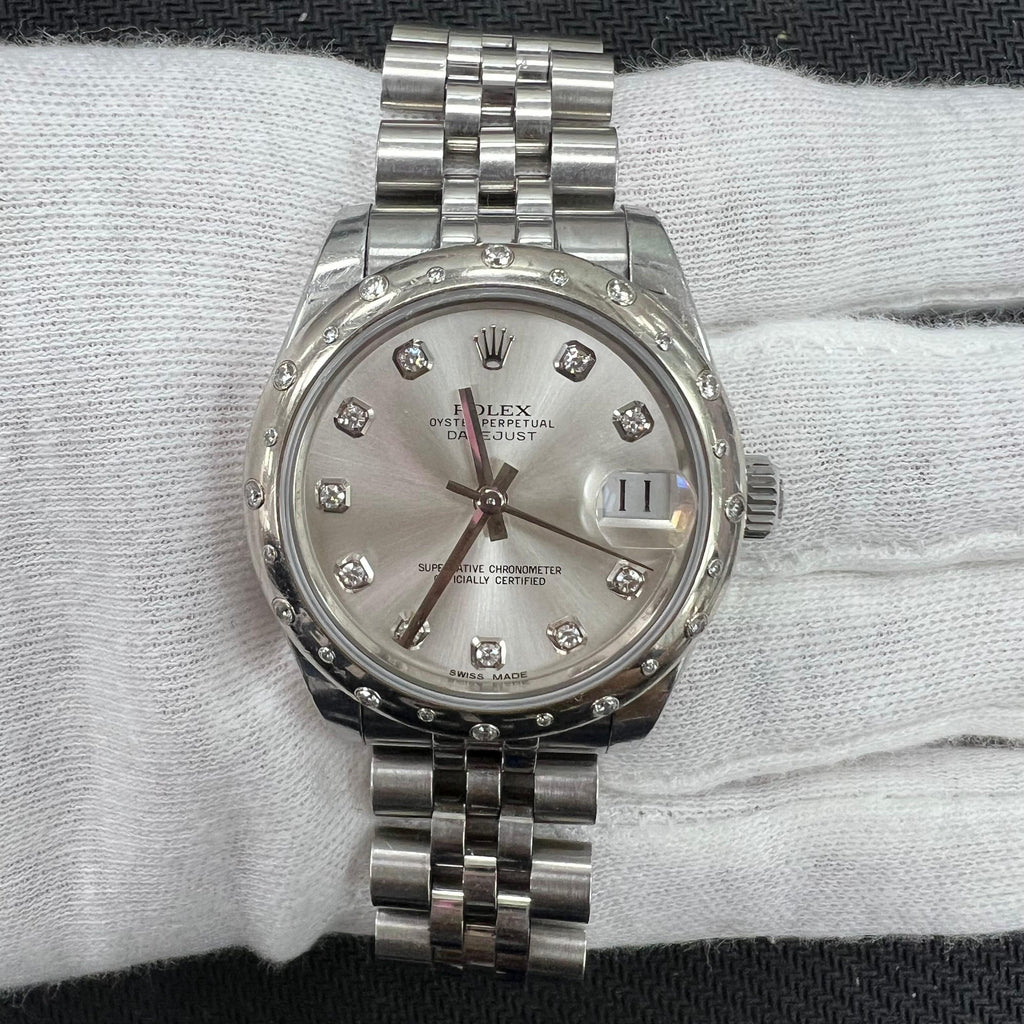 Rolex Datejust 31mm Stainless Steel Silver Diamond Dial Ref. 178344