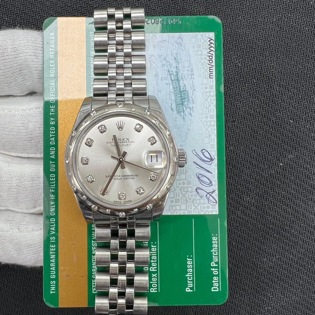 Rolex Datejust 31mm Stainless Steel Silver Diamond Dial Ref. 178344