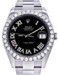 Rolex Datejust II 41mm Stainless Steel Black Roman Diamond Dial Ref. 116300