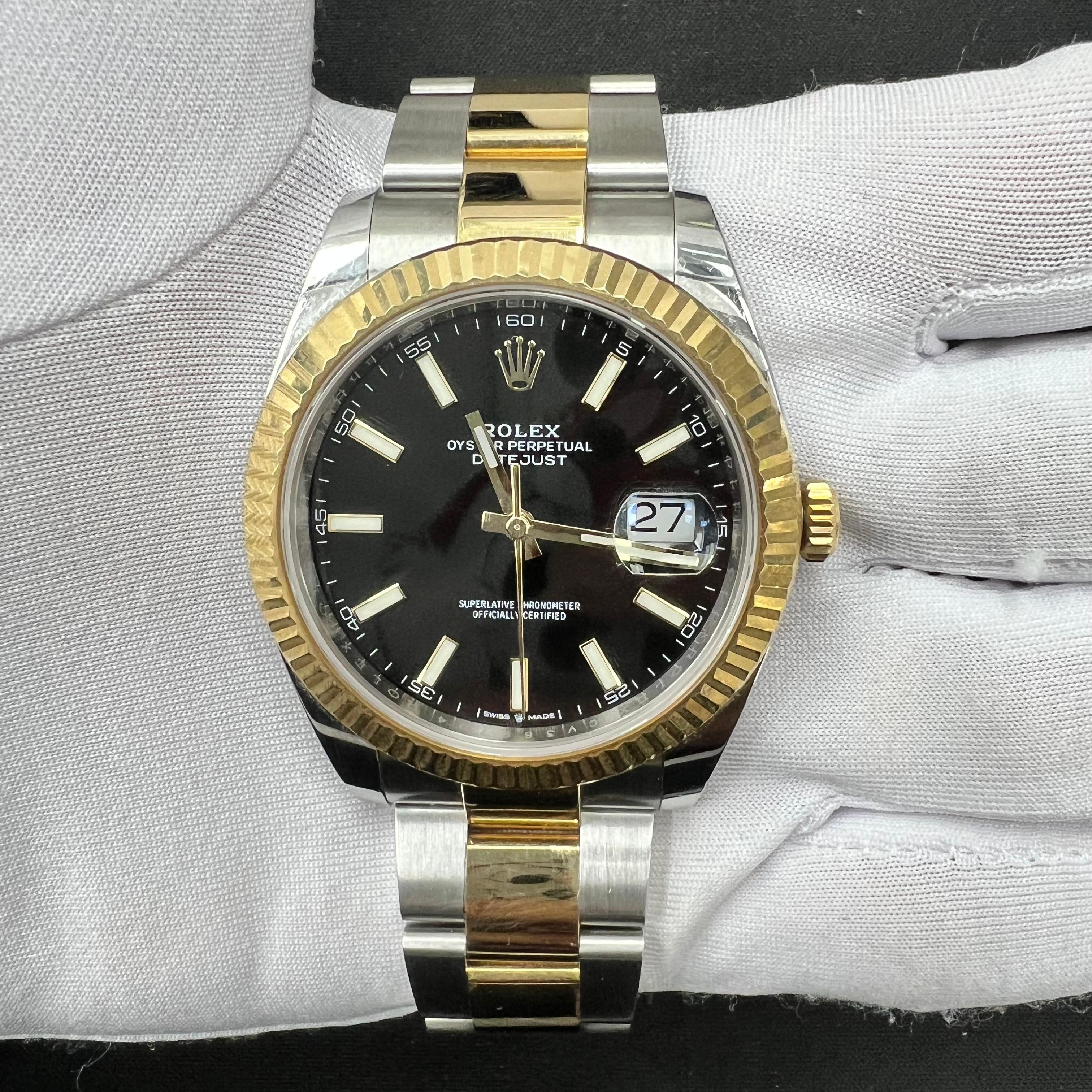 Rolex Datejust 41mm Two-Tone 18K Yellow Gold & Steel Black Dial Ref. 126333