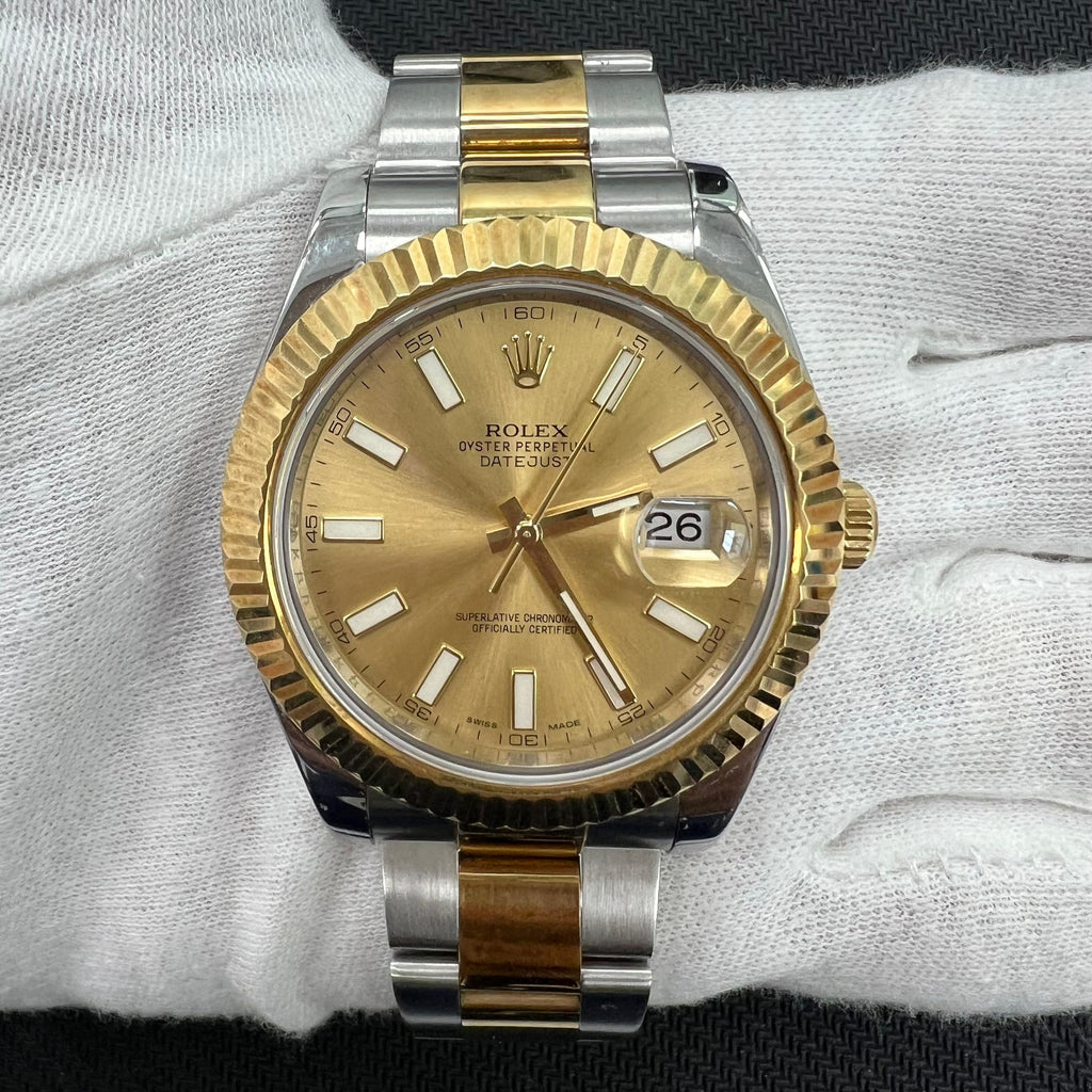 Rolex Datejust II 41mm Two-Tone 18K Yellow Gold & Steel Champagne Dial Ref. 116333