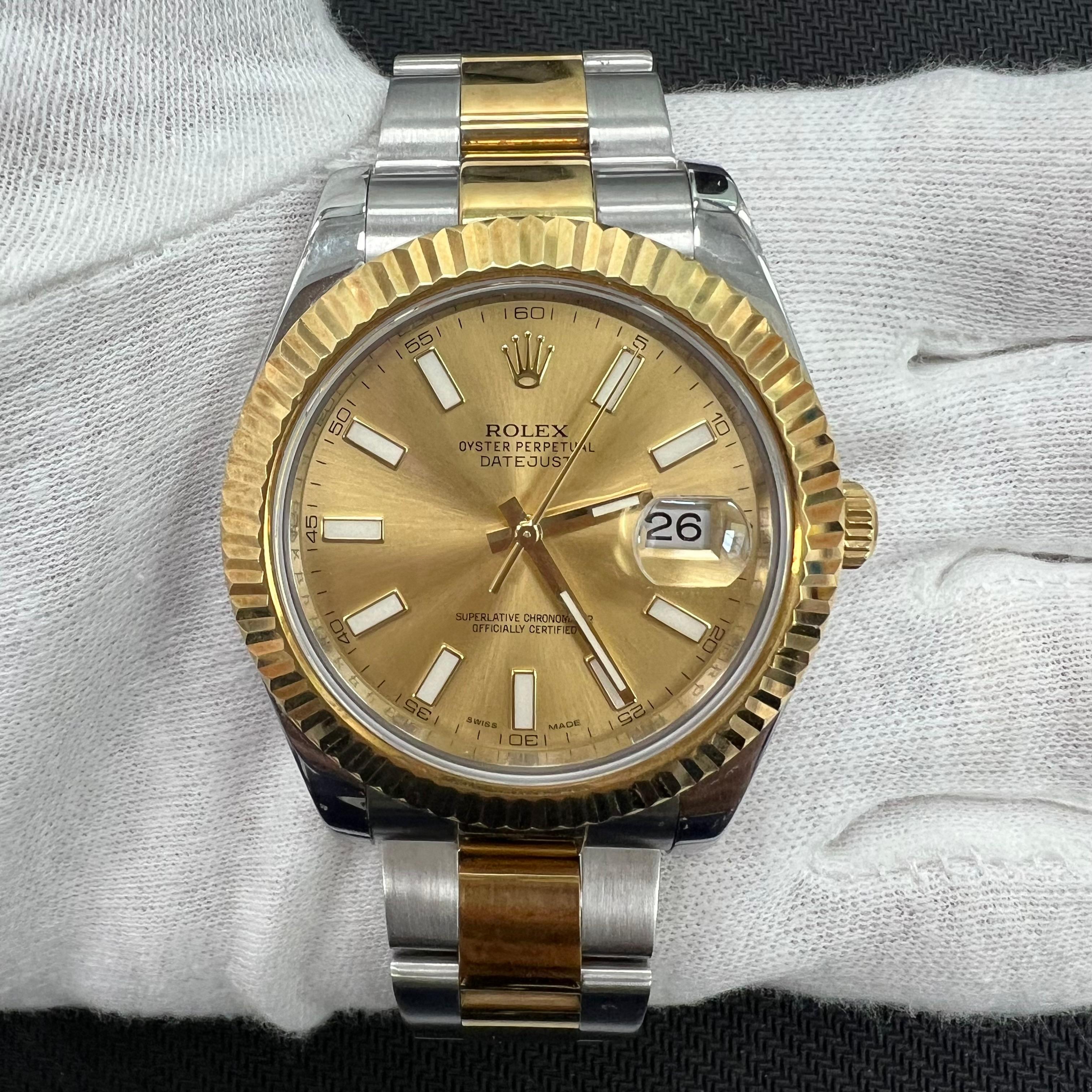 Rolex Datejust II 41mm Two-Tone 18K Yellow Gold & Steel Champagne Dial Ref. 116333