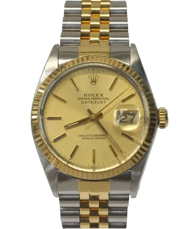 Rolex Datejust 36mm Two-Tone 18K Yellow Gold & Steel Champagne Dial Ref. 16013