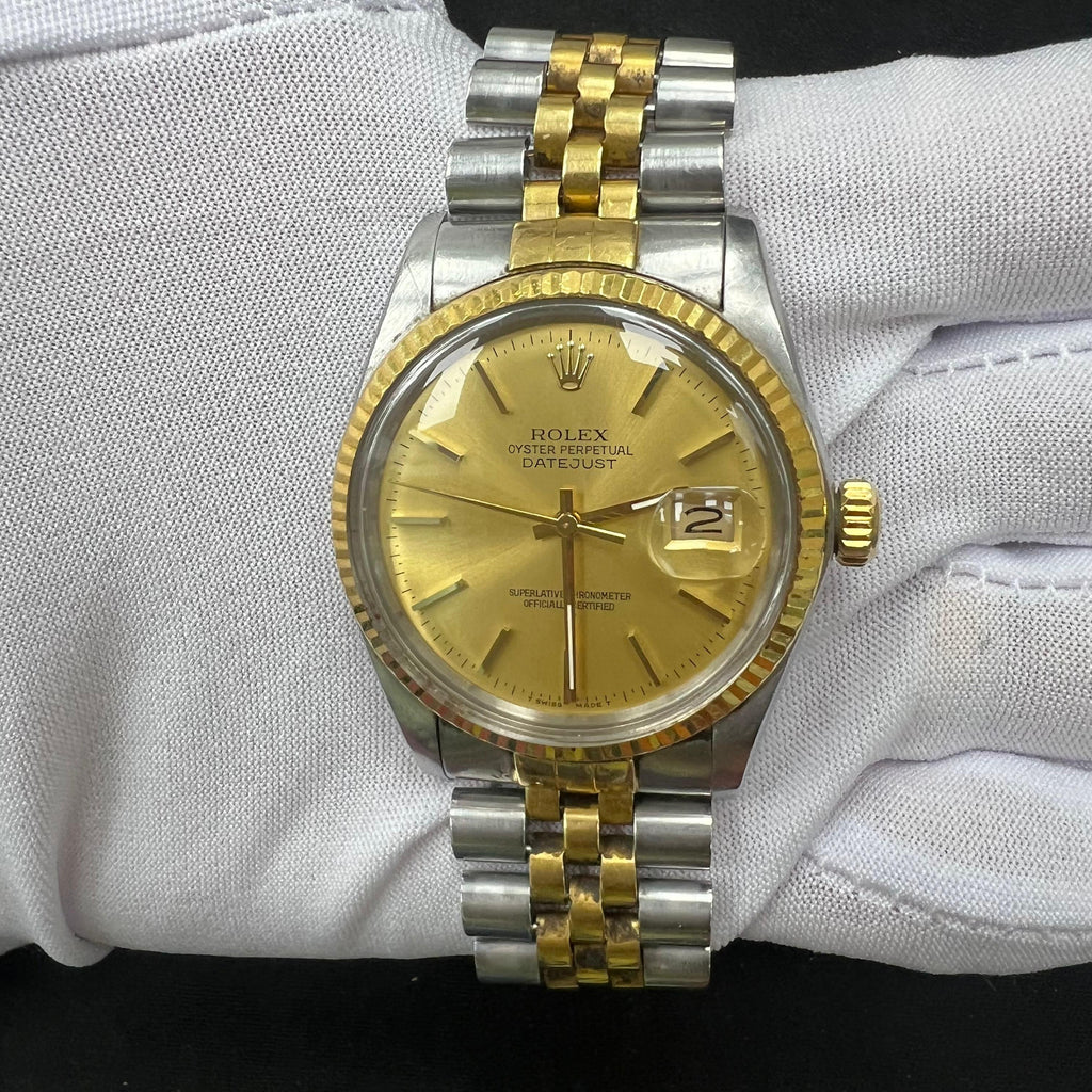 Rolex Datejust 36mm Two-Tone 18K Yellow Gold & Steel Champagne Dial Ref. 16013