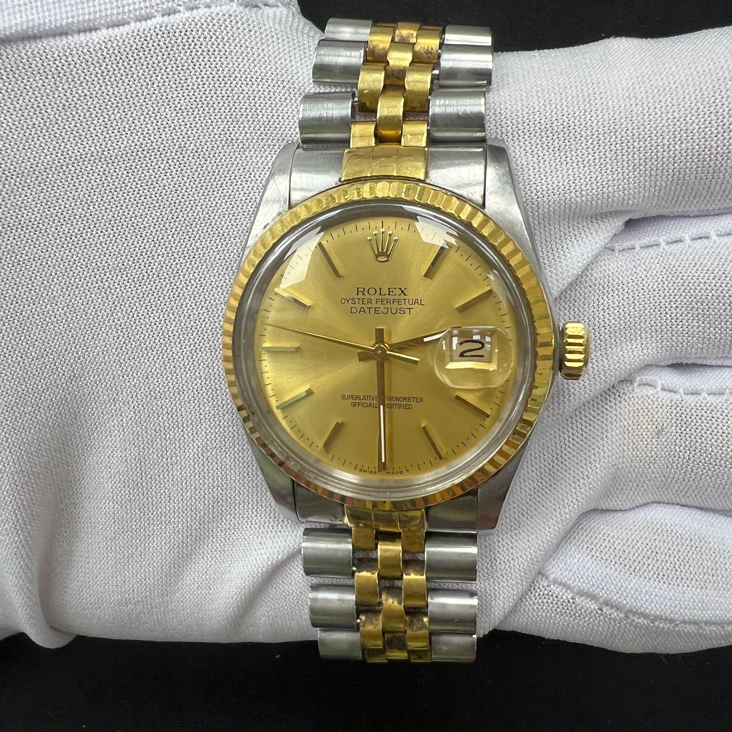 Rolex Datejust 36mm Two-Tone 18K Yellow Gold & Steel Champagne Dial Ref. 16013