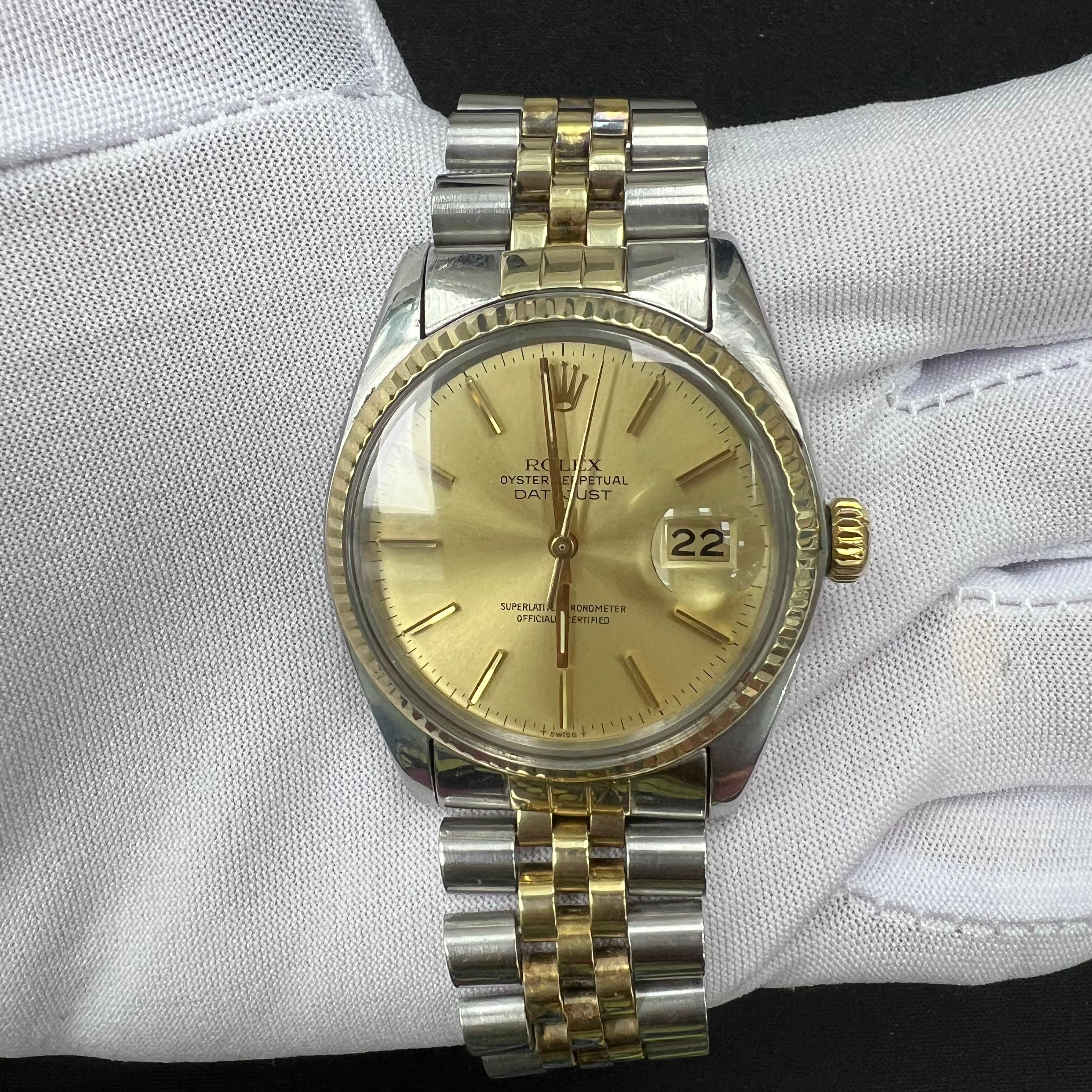 Rolex Datejust 36mm Two-Tone 18K Yellow Gold & Steel Champagne Dial Ref. 16013