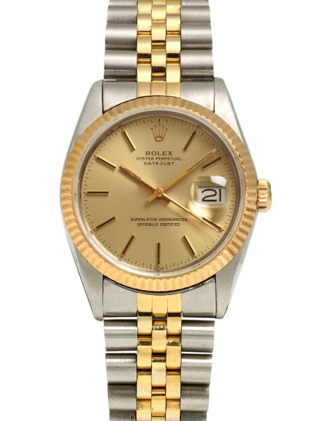 Rolex Datejust 36mm Two-Tone 18K Yellow Gold & Steel Champagne Dial Ref. 16013
