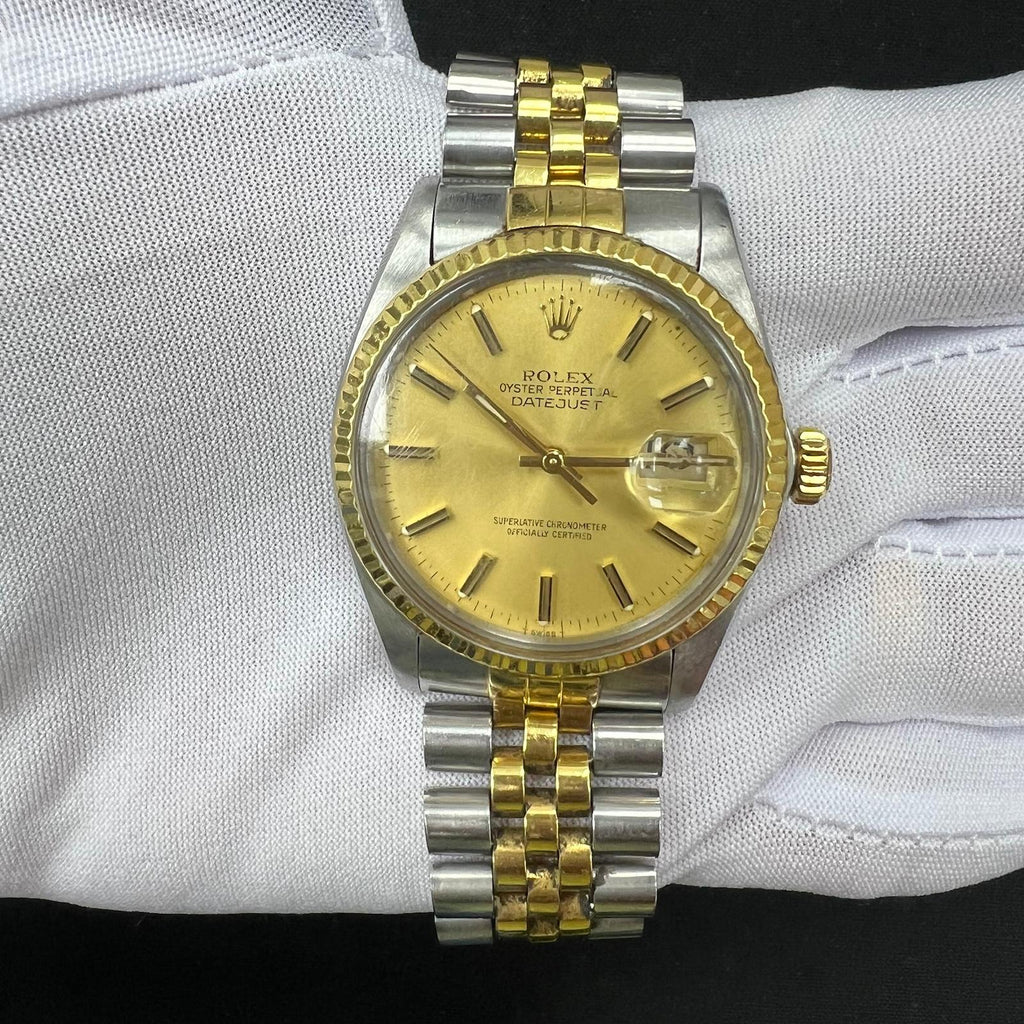 Rolex Datejust 36mm Two-Tone 18K Yellow Gold & Steel Champagne Dial Ref. 16013