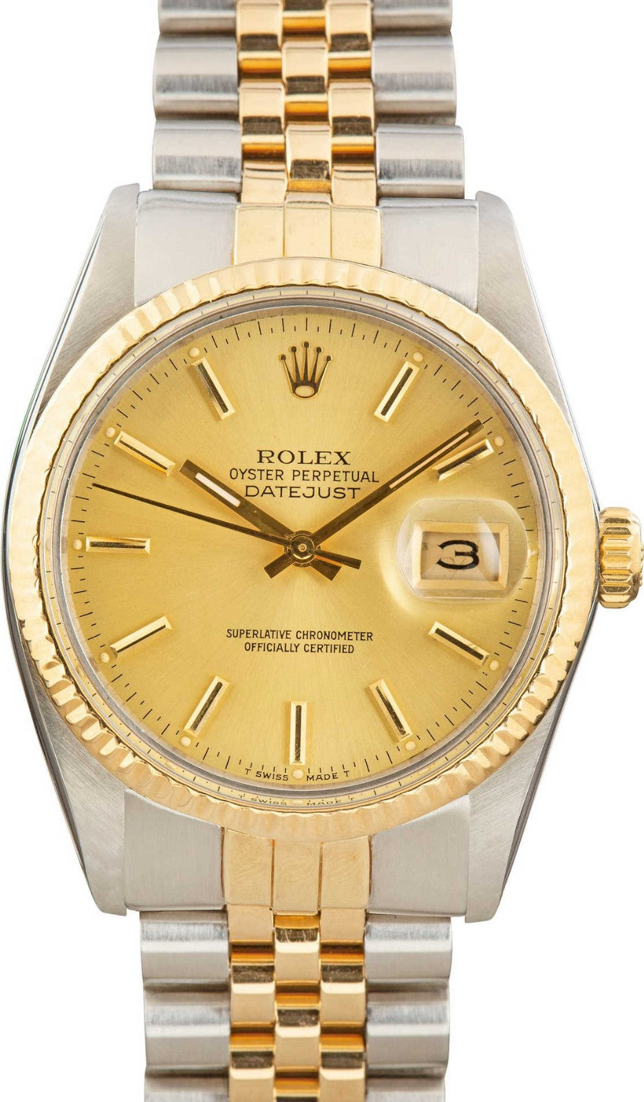 Rolex Datejust 36mm Two-Tone 18K Yellow Gold & Steel Champagne Dial Ref. 16013