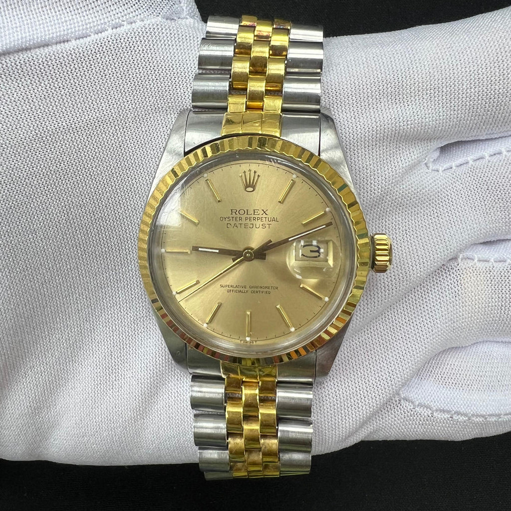 Rolex Datejust 36mm Two-Tone 18K Yellow Gold & Steel Champagne Dial Ref. 16013