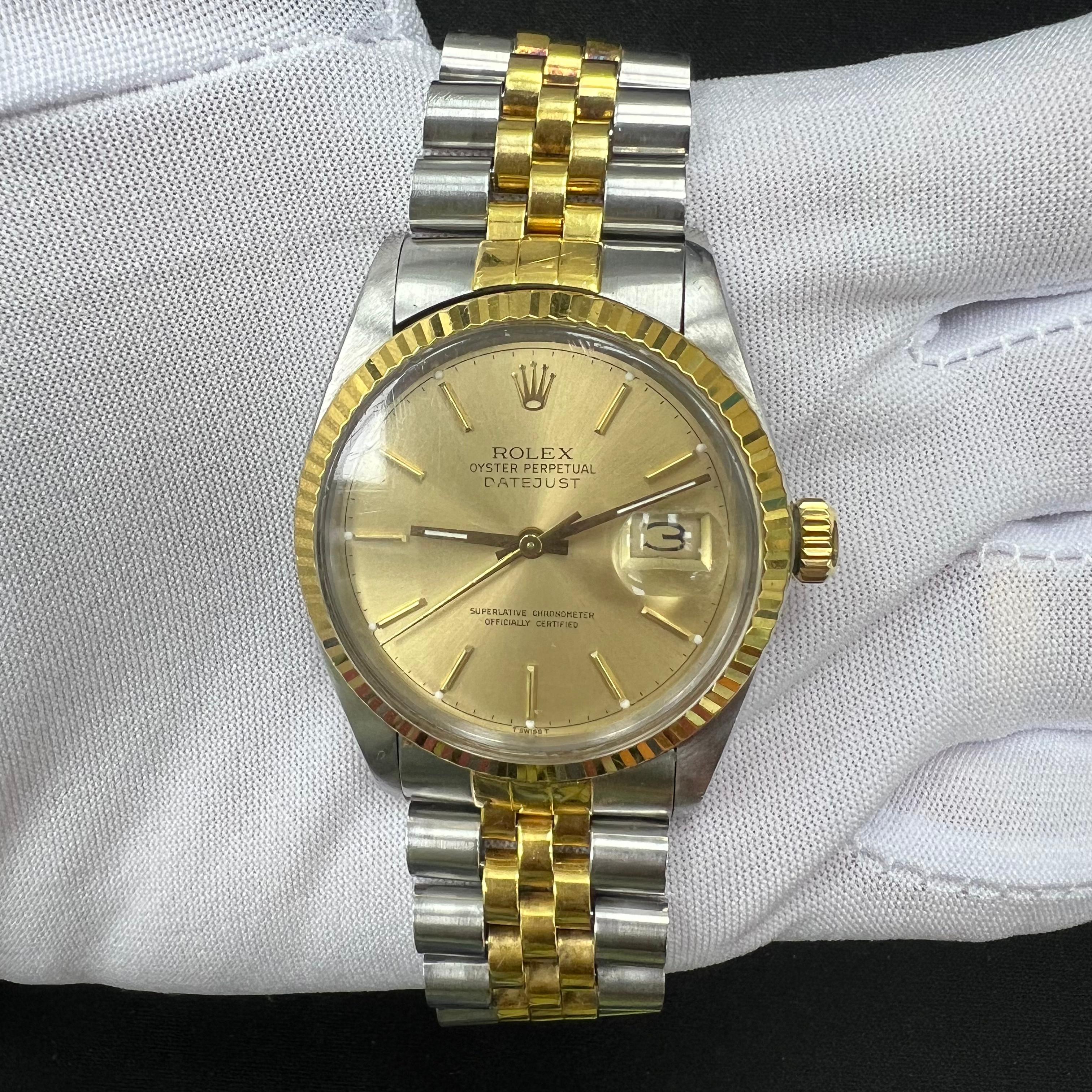 Rolex Datejust 36mm Two-Tone 18K Yellow Gold & Steel Champagne Dial Ref. 16013