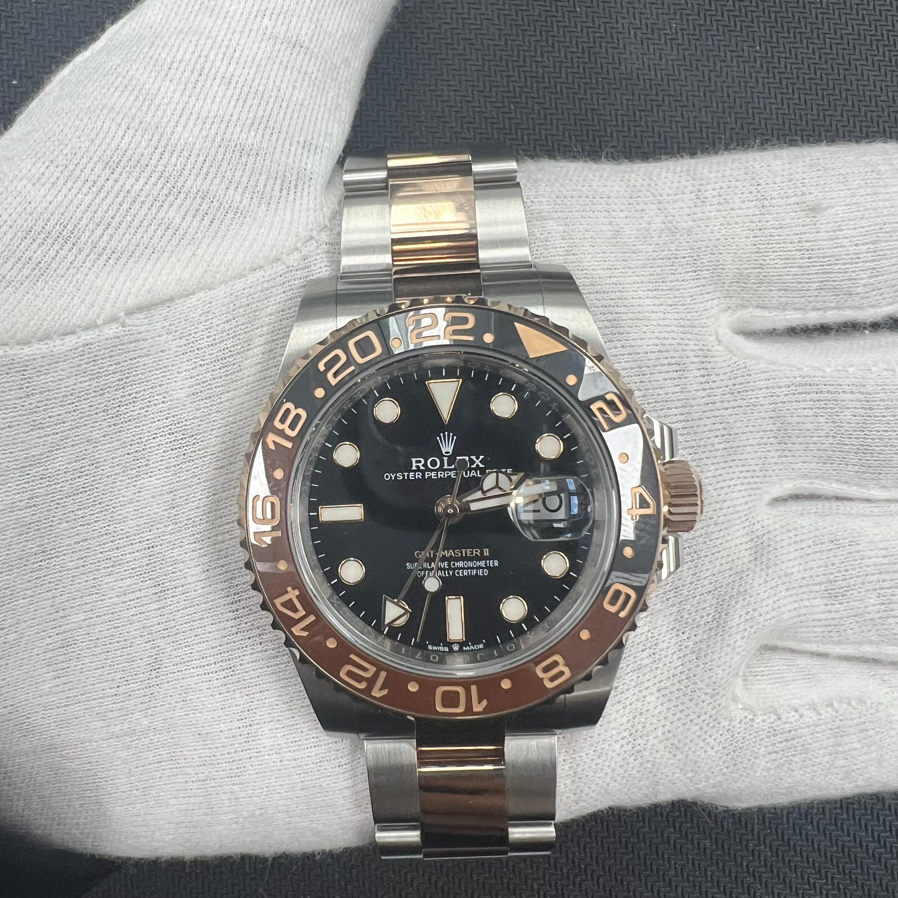 Rolex GMT Master II 40mm Two-Tone 18K Rose Gold & Steel Black Dial Ref. 126711CHNR