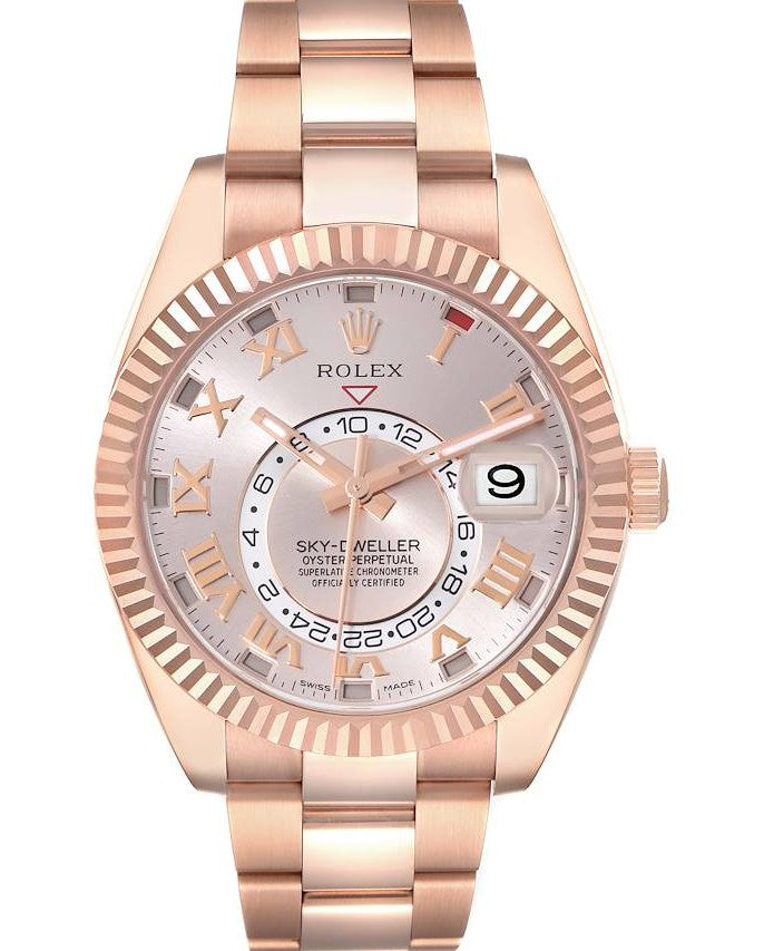 Rolex Sky Dweller 42mm 18K Rose Gold Sundust Roman Dial Ref. 326935