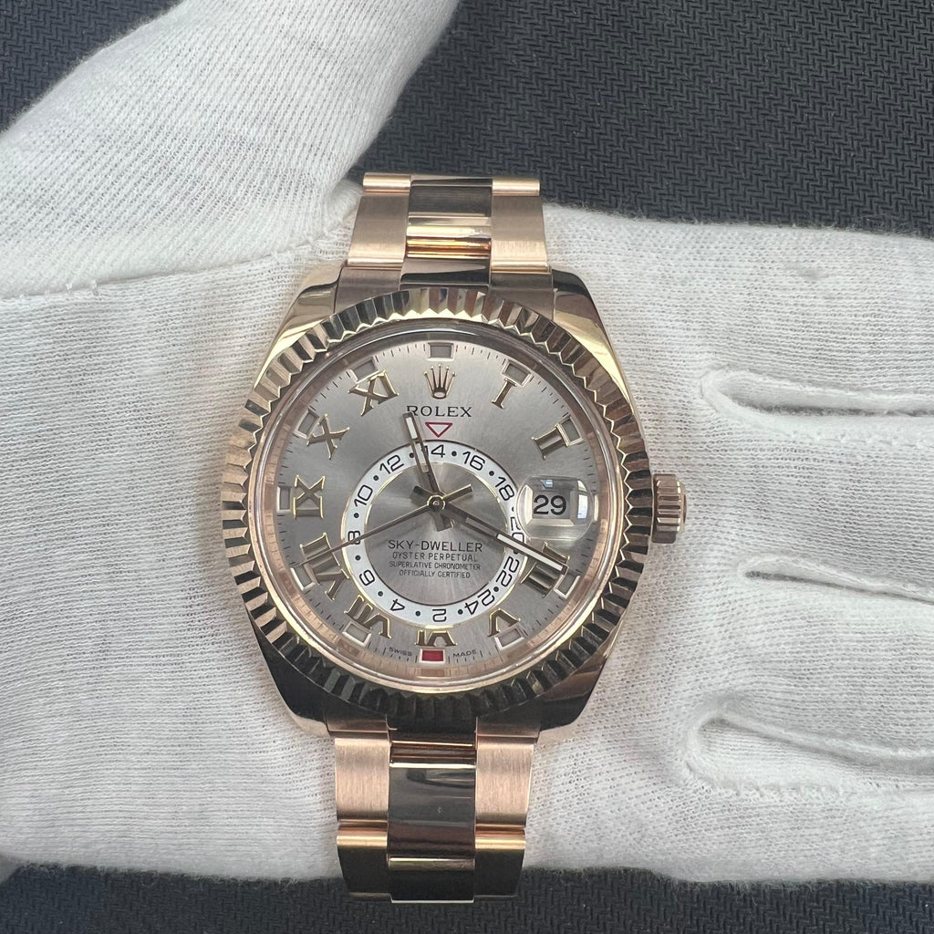 Rolex Sky Dweller 42mm 18K Rose Gold Sundust Roman Dial Ref. 326935