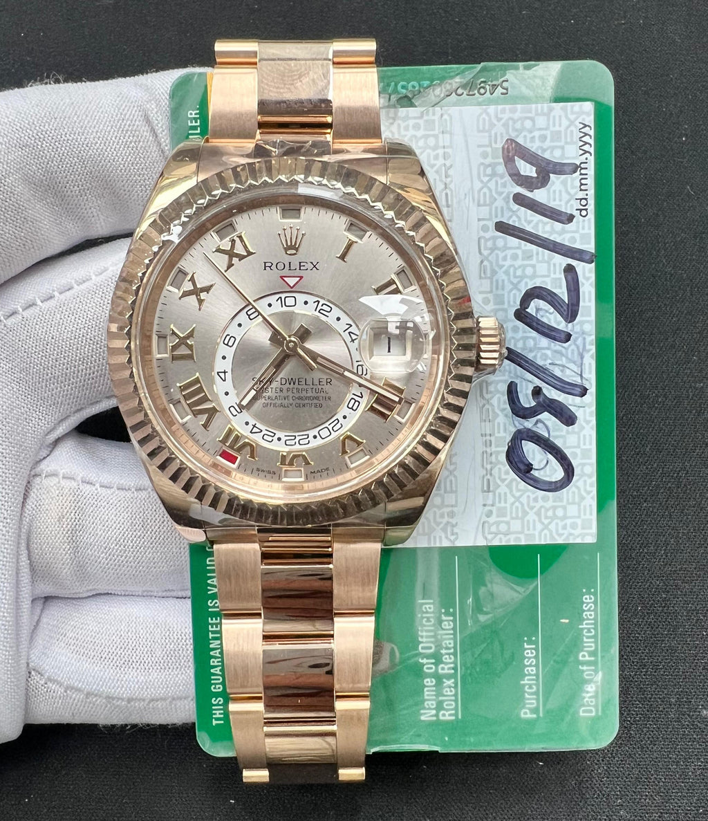 Rolex Sky Dweller 42mm 18K Rose Gold Sundust Roman Dial Ref. 326935
