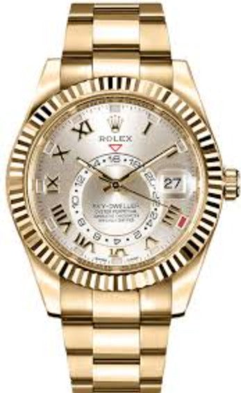 Rolex Sky Dweller 42mm 18K Yellow Gold Silver Roman Dial Ref. 326938