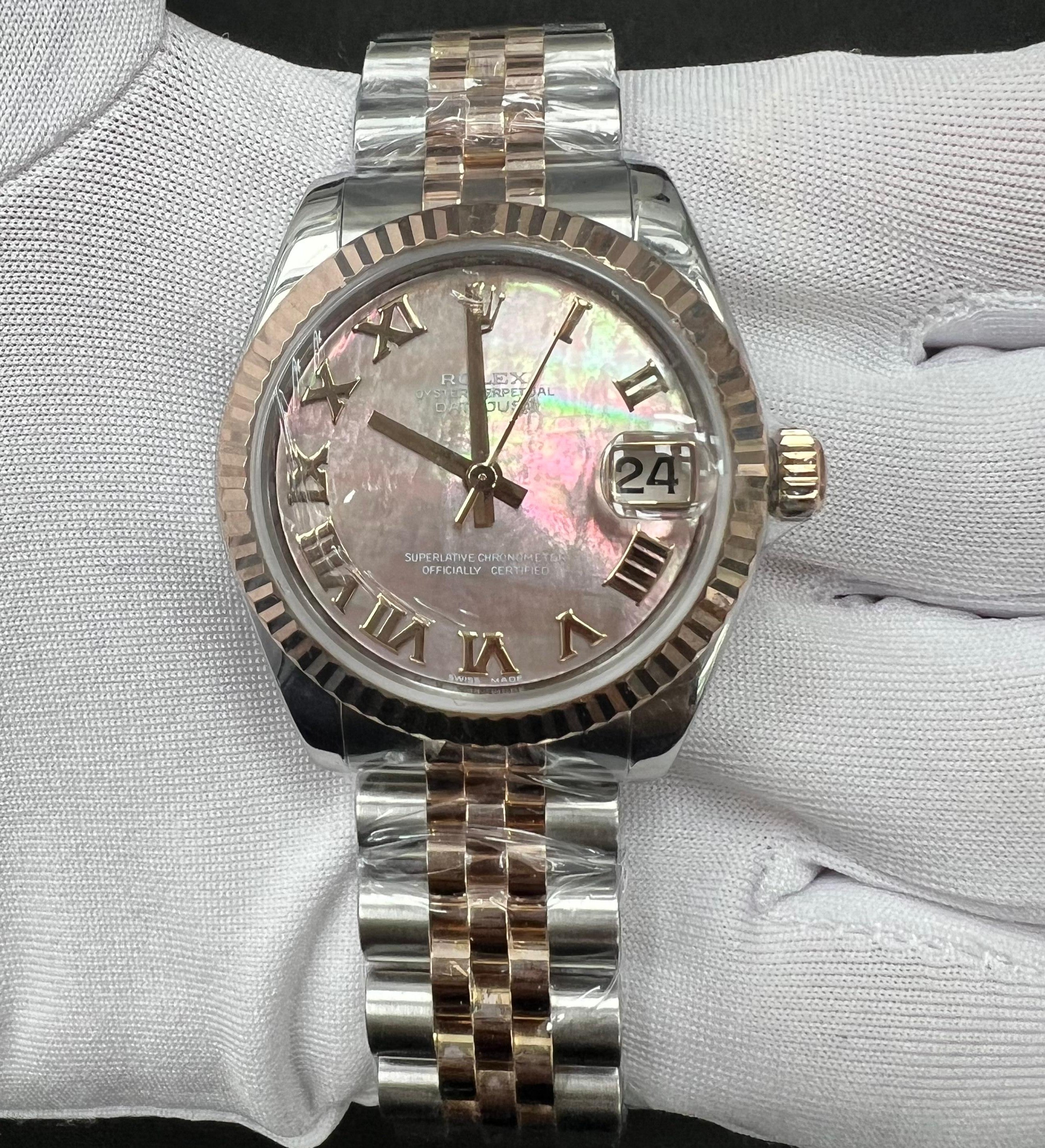 Rolex Datejust 31mm Two-Tone 18K Rose Gold & Steel MOP Roman Dial Ref. 178271