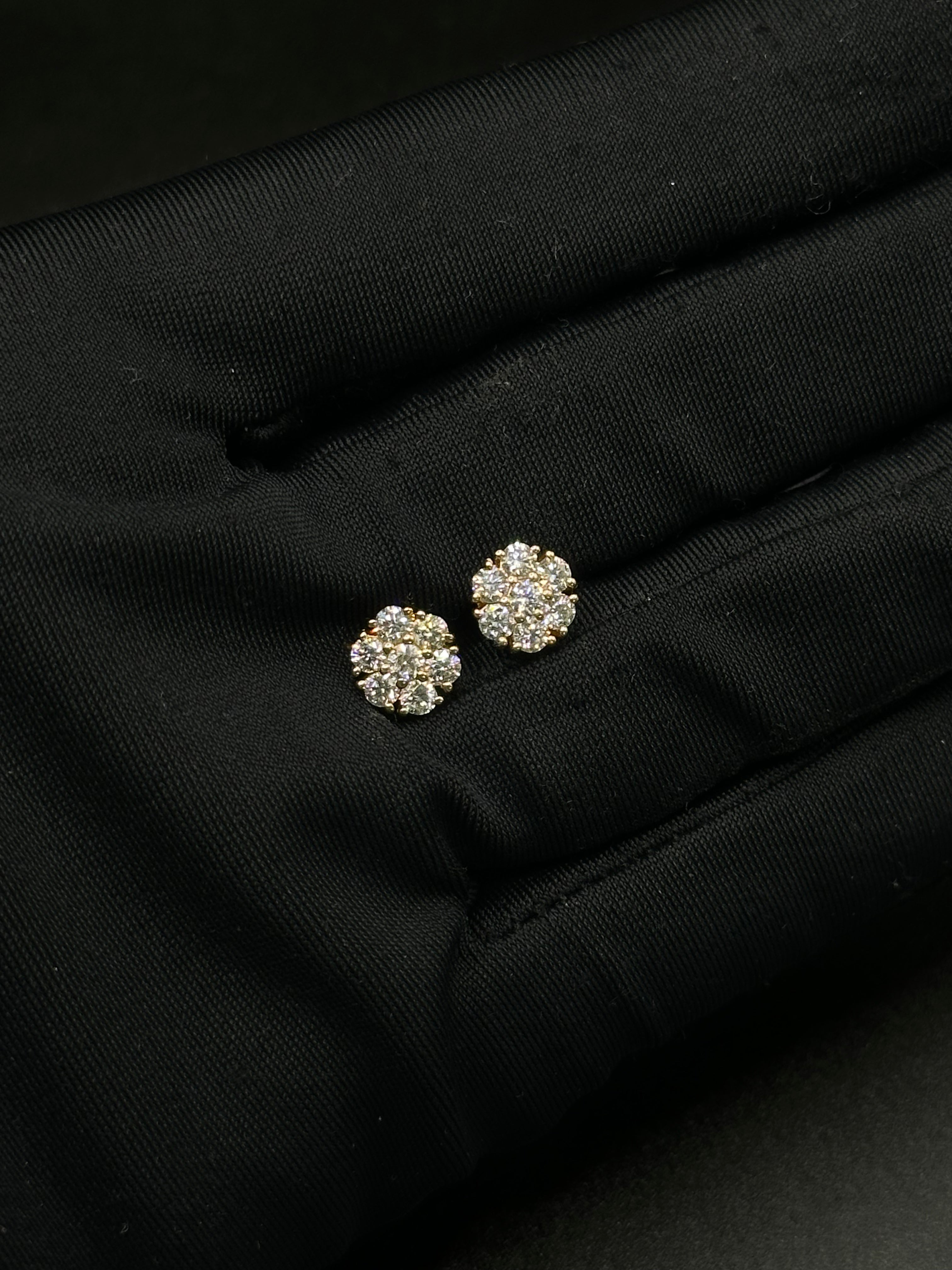 Yellow Gold Floral Diamond Stud Earrings