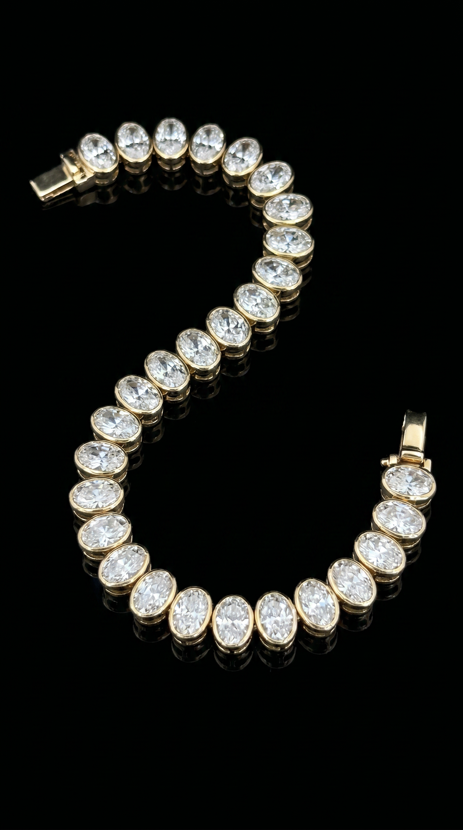 14K Oval Diamond Tennis Bracelet