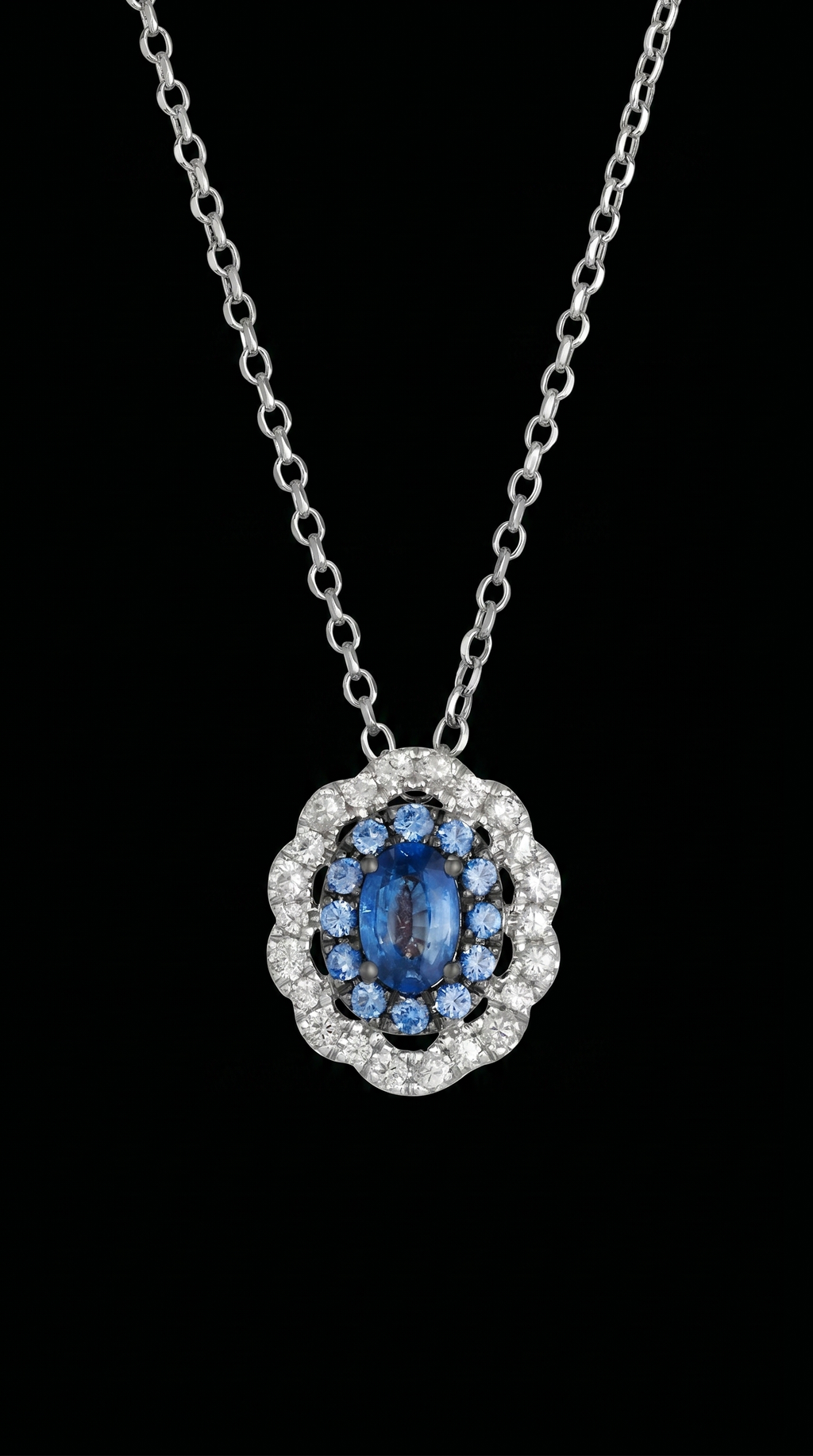 14K White Sapphire Necklace